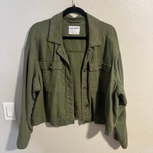 Old Navy Green Button Up Linen Blend Jacket Size XL